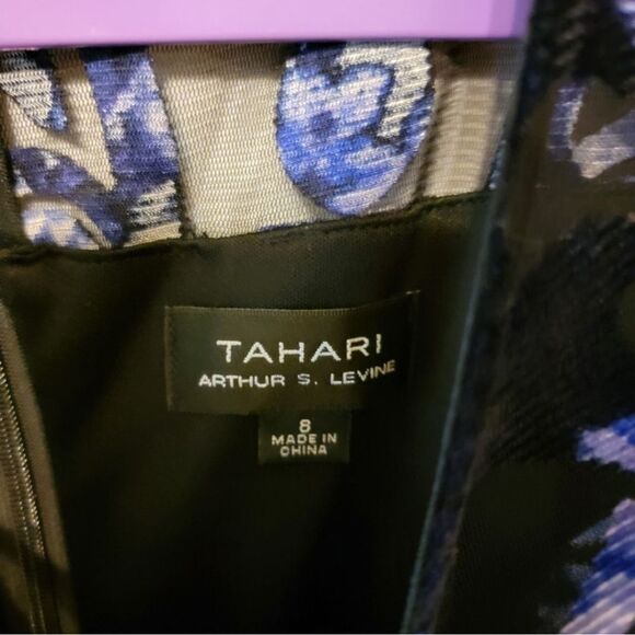 Tahari ASL Women's Size 8 Burnout Sheath Dress with Velvet details - Picture 5 of 13